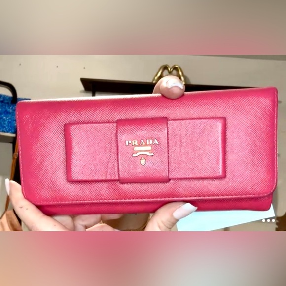 Pink PRADA Saffiano Leather Wallet- pink - Picture 2 of 8